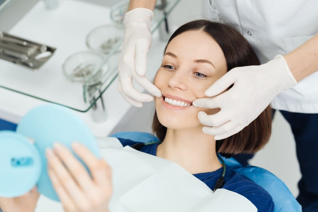 Woman getting teeth whitened in Columbus, GA