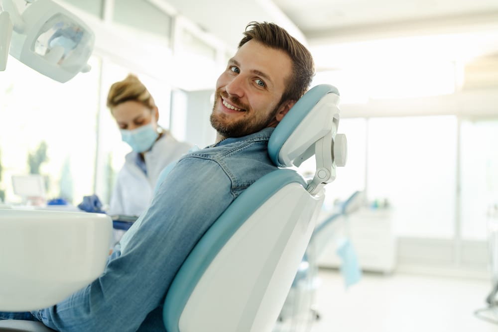 A happy patient in a dental clinic